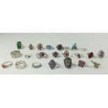 A selection of 23 various silver and white metal dress rings