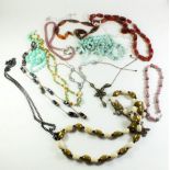 A selection of costume jewellery necklaces etc