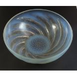 Rene Lalique, a 'Poisson' pattern opalescent glass bowl, with decoration of fish and a central
