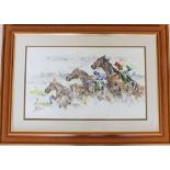 Roger Simpson - watercolour race horses, 55 x 38cm