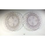 Two early 20th century glass plates moulded vines