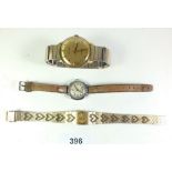 An Accurist gents mechanical wristwatch, a ladies bracelet watch and a vintage Ingersoll wristwatch