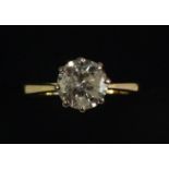 An 18ct gold solitaire diamond ring approx 1.5 ct