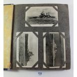 Postcard Album - containing mixed cards with Maritime (both Naval & Merchant including Mauretania,