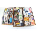 Three boxes of vintage collectable matchboxes - worldwide and British.