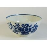 A Royal Worcester late 18thC porcelain blue and white bowl in a floral and butterfly pattern -
