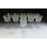 A set of ten early 20th century glass sherry glasses