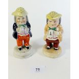 Two Staffordshire Toby form pepper pots