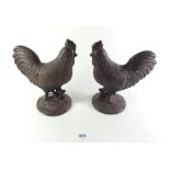 Two metal chickens, 18.5cm