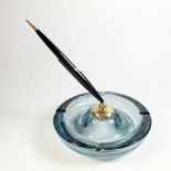A Whitefriars glass Parker pen stand with original 45 ballpoint