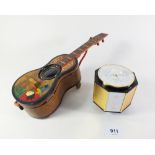 Two 1950?s retro music boxes one in the form of a Spanish guitar