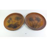 Two Japanese floral pressed trays