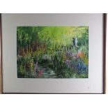 Michael Donne - watercolour garden scene, 26 x 36cm