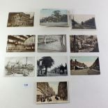 Warwickshire postcards - Topo including pig roasting at Stratford mop fair, Cape Hill brewery