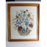 A framed embroidery picture of floral design, 48 x 39cm