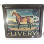 A reproduction Livery sign with horse, 49 x 60cm