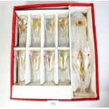 A vintage floral painted glass Italian liqueur set boxed