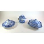 A Spode Italian biscuit barrel, tureen and muffin dish