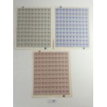 Three complete mint sheets (100 stamps a sheet) of Malaya Straits settlements stamp overprinted