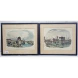 Two coloured prints of Gloucester Docks, 28 x 22cm