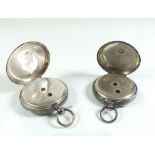 Two silver Victorian fob watches, one a/f