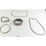 Silver bangles, bracelets and chains