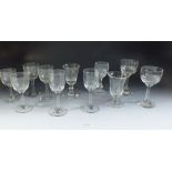 A collection of eleven various small antique drinking glasses