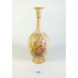 A Royal Worcester blush ivory vase with floral and gilt decoration - 23.5cm
