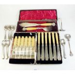 Various silver plated cutlery including fish servers
