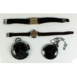 Two pocket watches and two ladies wrist watches