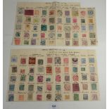 Early 1900s Asiatic Philatelic Company approvals sheets (2) with wide range of Indian state stamp