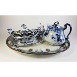 An Art Nouveau Royal Staffordshire meat plate and sauce tureen with ladle plus a Bisto teapot