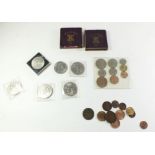 A quantity of pre-decimal coinage including1953 set, two festival of Britain 1951 crowns, farthings,