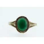 A 9 carat gold ring set green stone, size N 1/2