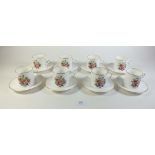 A Royal Worcester set of six coffee cups and saucers printed flowers