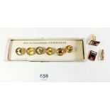 A set of Guinness advertising Essex crystal waistcoat buttons in original box together with a pair