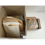 Jumble of all world stamps in large box on cover, in packets, loose in bags and containers. All