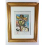 Picasso print, signed ?Homme au Fauteuil? 1969 with red stamp, includes gallery paperwork, framed