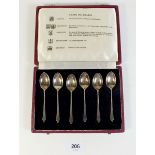 A set of six silver teaspoons each spoon pertaining to an individual assay office and hallmarked