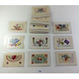 Postcards - Embroidered silks, (23) some with insert cards, patriotic, sentimental etc (23)