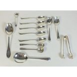 A collection of various silver teaspoons, salt spoons etc. 151 grams.