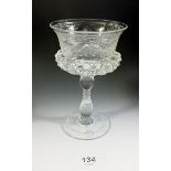 A Webbs early 20th century goblet decorated engraved swags and deeply cut border to lower bowl,