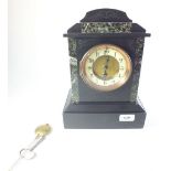 A 19th century black slate and marble mantel clock, 30cm