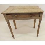 A Victorian pine side table with drawers on slender turned supports, 75 x 43 x 73cm