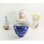 A selection of four ceramic vases to include Chinese vase with Prunus decoration, Crown Devon