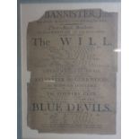 A late 18thC theatre advertising promotional for 'The Will', a performance presented at the