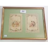 A pair of French lithographs, Le Bonne Marches by Minot, 11.5 x 8 cm each