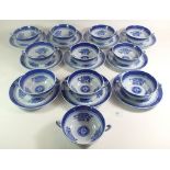 A set of eleven Spode 'Springfield' soup dishes and ten stands