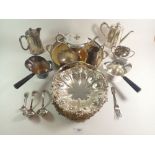 Various silver plated items including a pair of brandy warmers