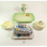 A Royal Doulton jug, Masons butter dish, Carlton ware sugar bowl etc